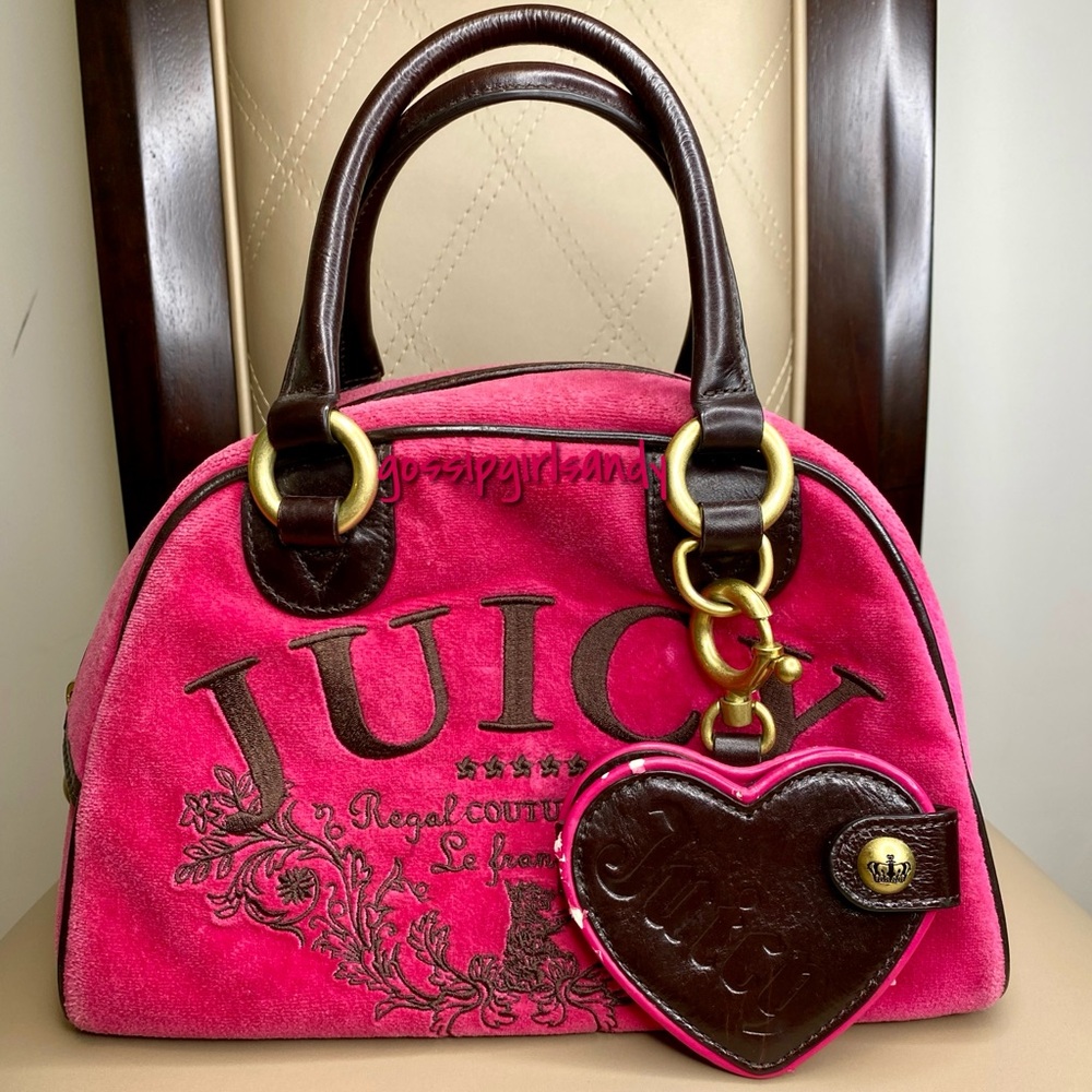 Juicy Couture Hot Pink Velour Bowler Bag